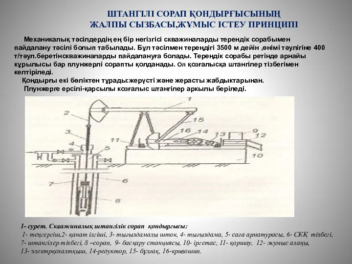 ШТАНГІЛІ СОРАП ҚОНДЫРҒЫСЫНЫҢ ЖАЛПЫ СЫЗБАСЫ,ЖҰМЫС ІСТЕУ ПРИНЦИПІ Механикалық тәсілдердің ең бір