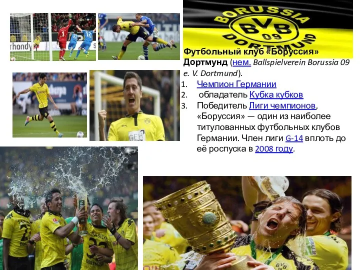 Футбольный клуб «Боруссия» Дортмунд (нем. Ballspielverein Borussia 09 e. V. Dortmund).