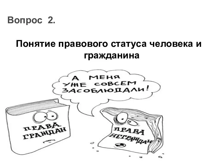 Понятие правового статуса человека и гражданина Вопрос 2.