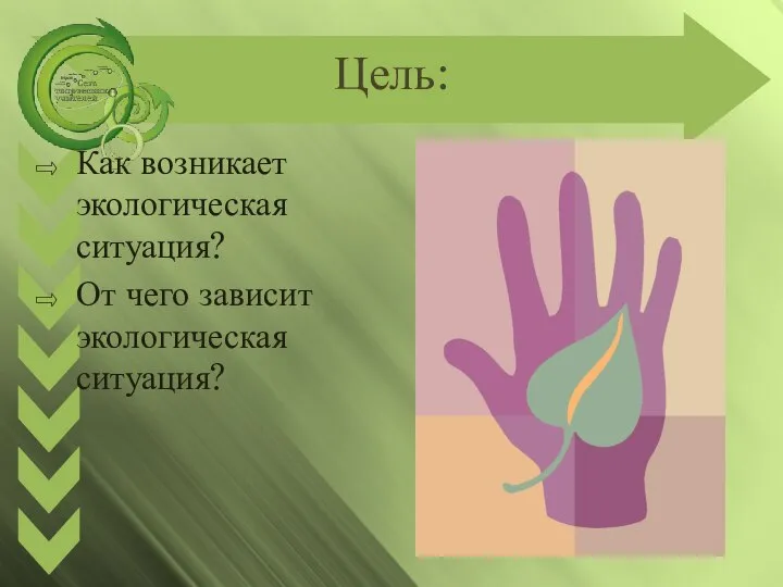 Цель: Как возникает экологическая ситуация? От чего зависит экологическая ситуация?