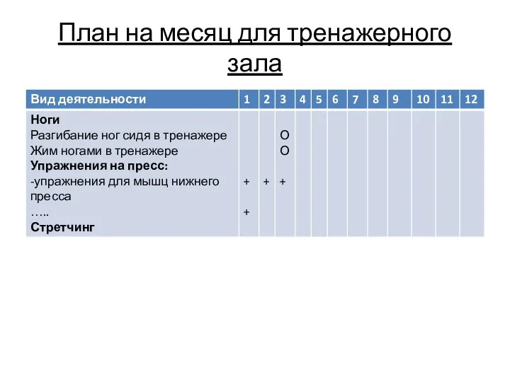 План на месяц для тренажерного зала