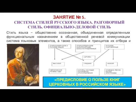 ЗАНЯТИЕ № 5. СИСТЕМА СТИЛЕЙ РУССКОГО ЯЗЫКА. РАЗГОВОРНЫЙ СТИЛЬ. ОФИЦИАЛЬНО-ДЕЛОВОЙ СТИЛЬ