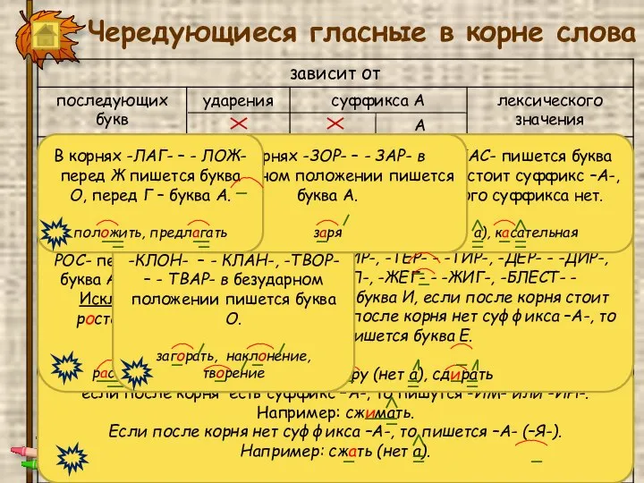 стил блист жиг стел блест жег Чередующиеся гласные в корне слова