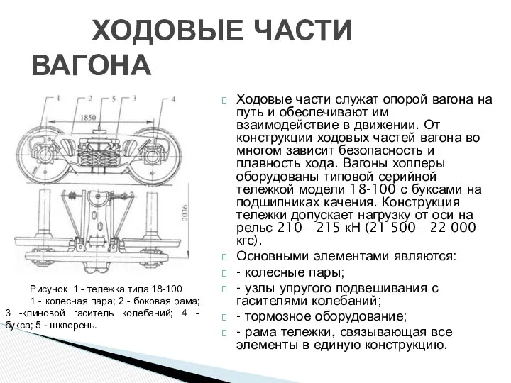 Ходовые части служат опорой вагона на путь и обеспечивают им взаимодействие