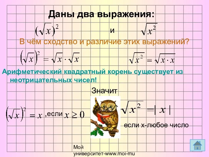 Мой университет-www.moi-mummi.ru Даны два выражения: и В чём сходство и различие