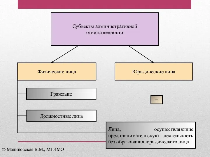 Субъекты административной ответственности Физические лица Граждане Юридические лица Лица, осуществляющие предпринимательскую