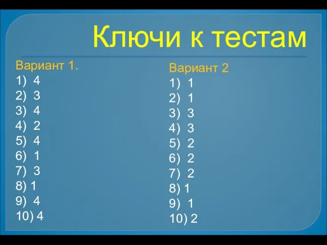 Вариант 1. 1) 4 2) 3 3) 4 4) 2 5)