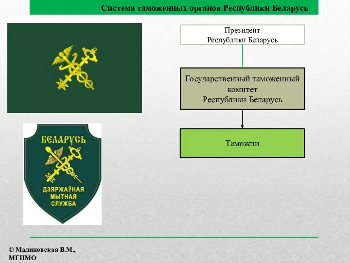 Президент Республики Беларусь Государственный таможенный комитет Республики Беларусь Таможни Система таможенных
