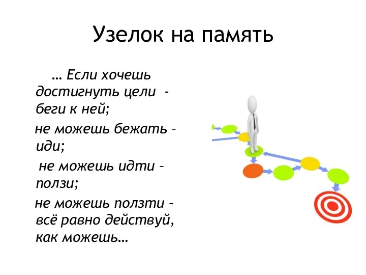 Узелок на память … Если хочешь достигнуть цели -беги к ней;