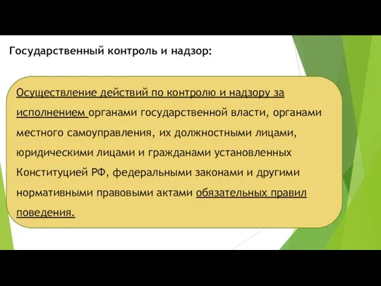 Государственный контроль и надзор: Осуществление действий по контролю и надзору за