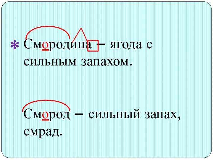 Смородина – ягода с сильным запахом. Смород – сильный запах, смрад. *