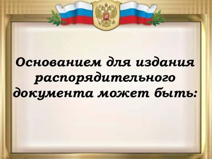 Основанием для издания распорядительного документа может быть: