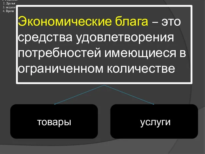 Экономические блага – это средства удовлетворения потребностей имеющиеся в ограниченном количестве