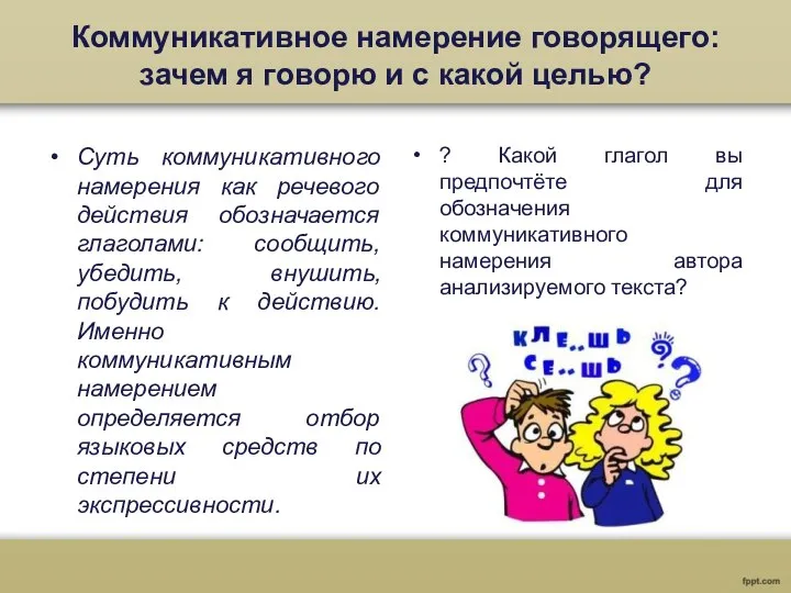 Коммуникативное намерение говорящего: зачем я говорю и с какой целью? Суть