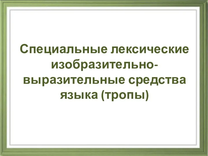 Специальные лексические изобразительно-выразительные средства языка (тропы)