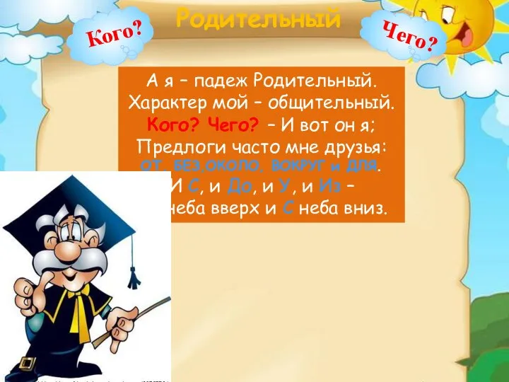 Родительный А я – падеж Родительный. Характер мой – общительный. Кого?