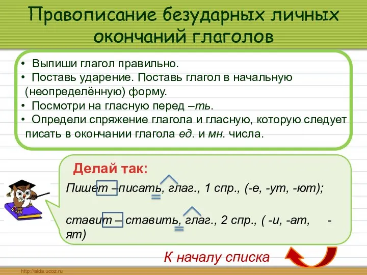 Правописание безударных личных окончаний глаголов Выпиши глагол правильно. Поставь ударение. Поставь