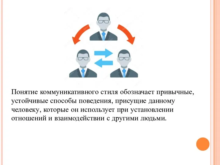 Понятие коммуникативного стиля обозначает привычные, устойчивые способы поведения, присущие данному человеку,