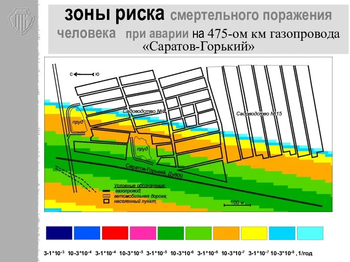 зоны риска смертельного поражения человека при аварии на 475-ом км газопровода «Саратов-Горький»