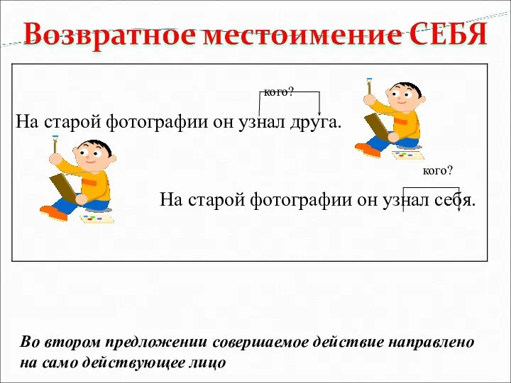 Во втором предложении совершаемое действие направлено на само действующее лицо