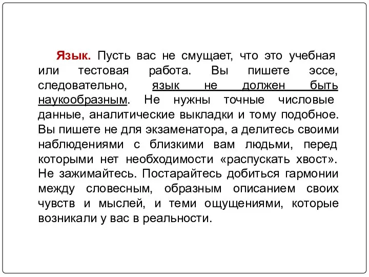 Язык. Пусть вас не смущает, что это учебная или тестовая работа.