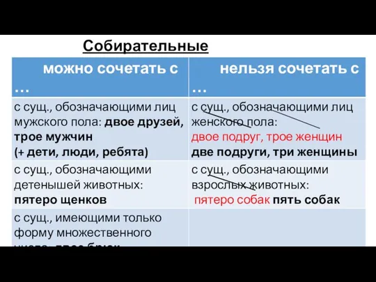 Собирательные числительные Двое, трое …, оба, обе