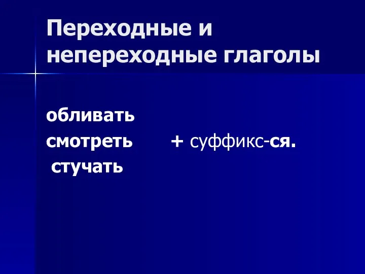 Переходные и непереходные глаголы обливать смотреть + суффикс-ся. стучать