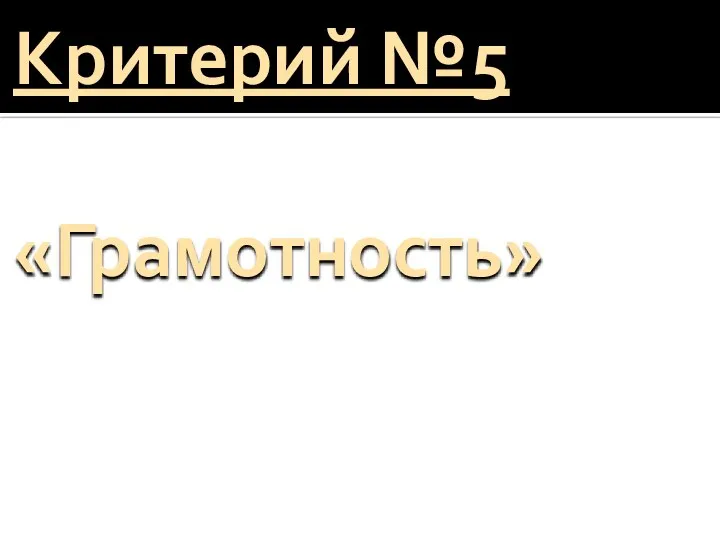 Критерий №5 «Грамотность»