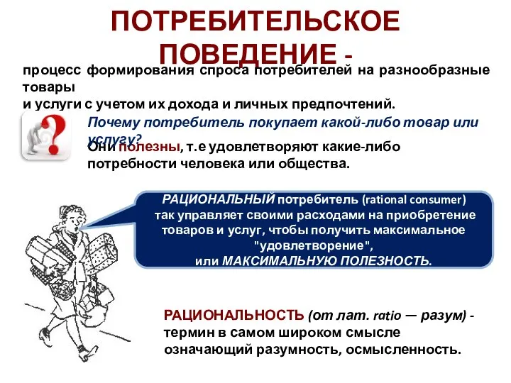 ПОТРЕБИТЕЛЬСКОЕ ПОВЕДЕНИЕ - процесс формирования спроса потребителей на разнообразные товары и