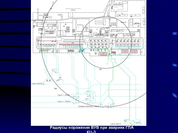 Радиусы поражения ВУВ при авариях ГПА КЦ-3.