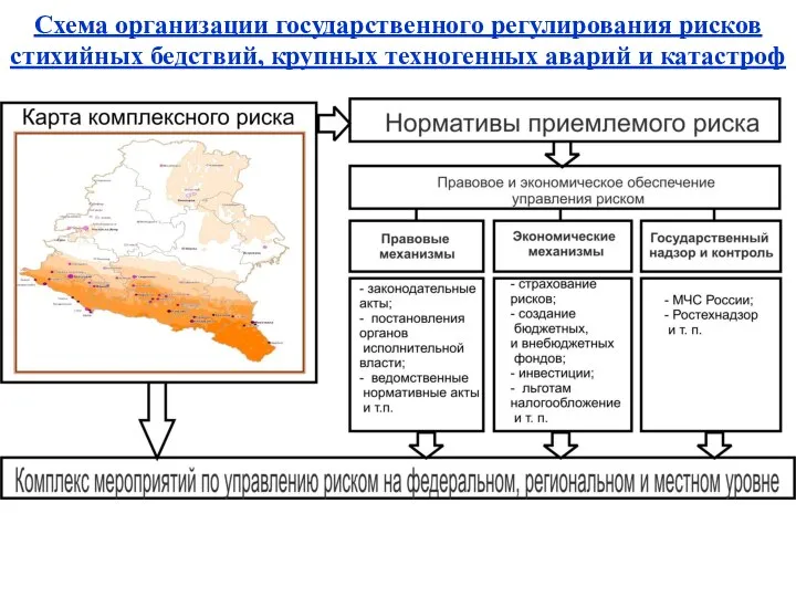 Схема организации государственного регулирования рисков стихийных бедствий, крупных техногенных аварий и катастроф