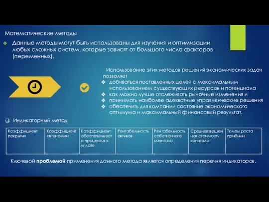 Математические методы Данные методы могут быть использованы для изучения и оптимизации