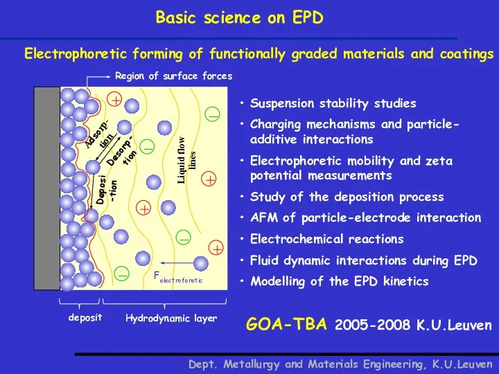 Basic science on EPD Dept. Metallurgy and Materials Engineering, K.U.Leuven Electrophoretic