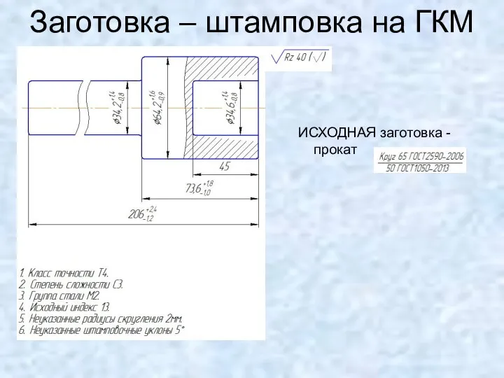 Заготовка – штамповка на ГКМ ИСХОДНАЯ заготовка - прокат