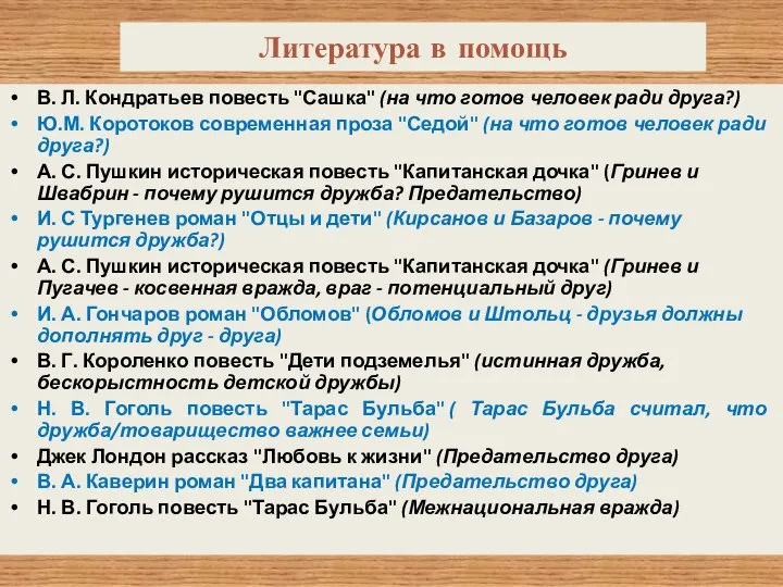 Литература в помощь В. Л. Кондратьев повесть "Сашка" (на что готов