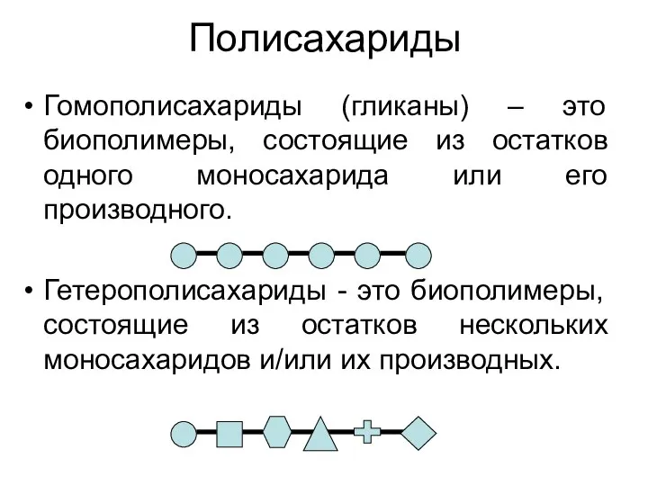 Полисахариды Гомополисахариды (гликаны) – это биополимеры, состоящие из остатков одного моносахарида