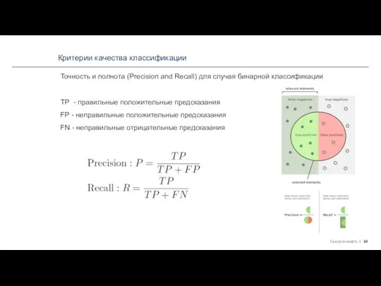 Критерии качества классификации Точность и полнота (Precision and Recall) для случая