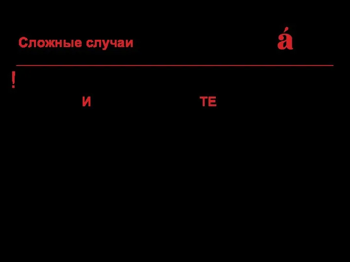 Сложные случаи ! 4. Повелительное наклонение: суффикс –И– и окончание –ТЕ