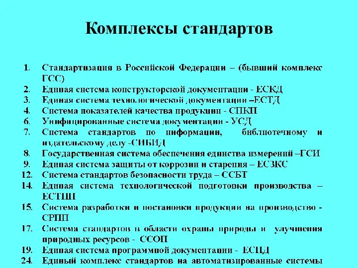 Комплексы стандартов