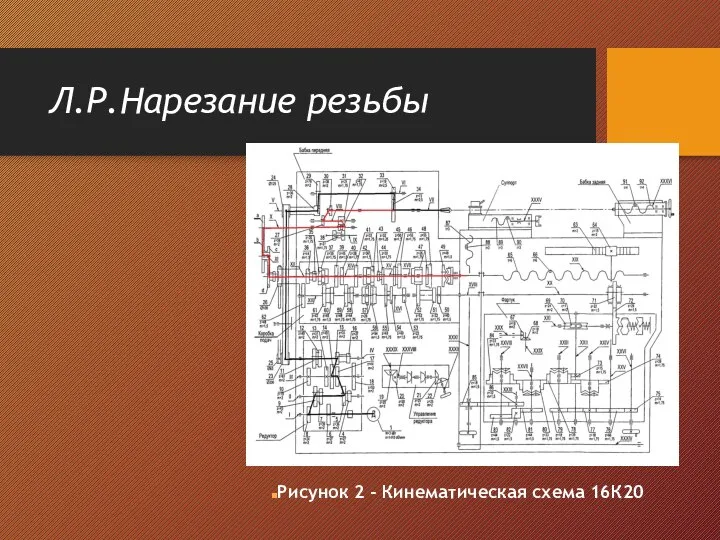 Л.Р.Нарезание резьбы Рисунок 2 - Кинематическая схема 16К20