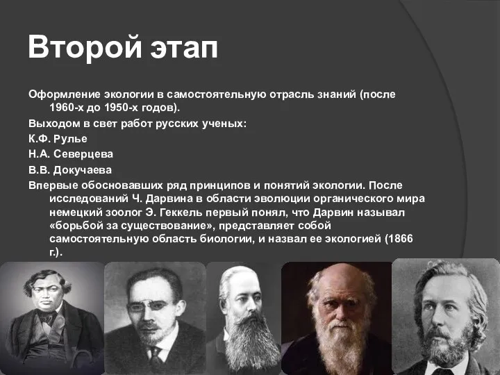 Оформление экологии в самостоятельную отрасль знаний (после 1960-х до 1950-х годов).