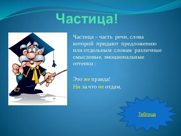 Частица! Частица – часть речи, слова которой придают предложению или отдельным