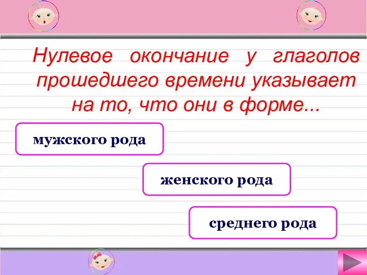 Нулевое окончание у глаголов прошедшего времени указывает на то, что они