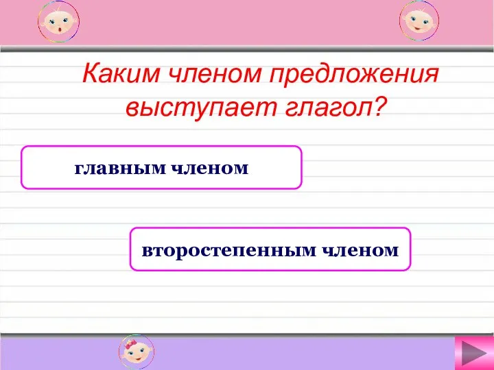 Каким членом предложения выступает глагол? главным членом второстепенным членом