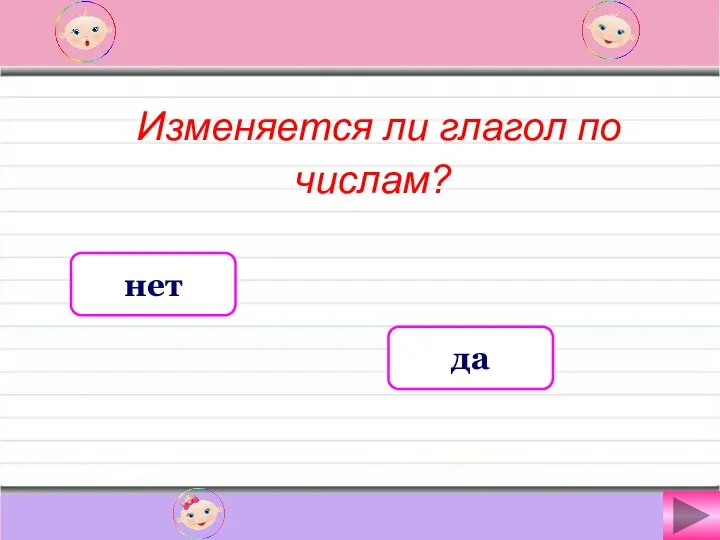 Изменяется ли глагол по числам? нет да