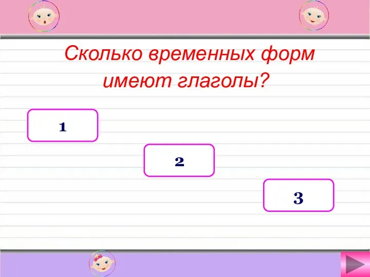 Сколько временных форм имеют глаголы? 1 2 3