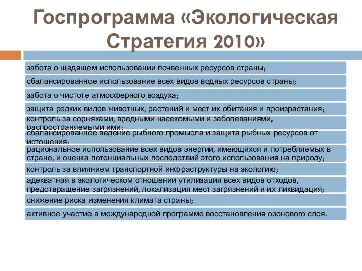 Госпрограмма «Экологическая Стратегия 2010»