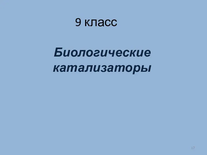 9 класс Биологические катализаторы