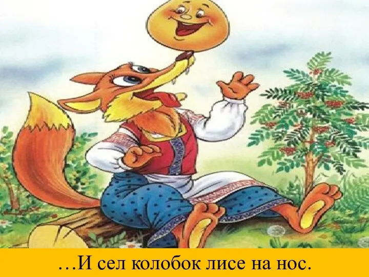 …И сел колобок лисе на нос.