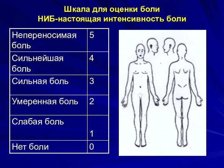 Шкала для оценки боли НИБ-настоящая интенсивность боли